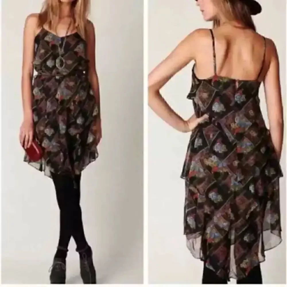 Free People Daisy Chain Plaid Tiered Dress Size 8